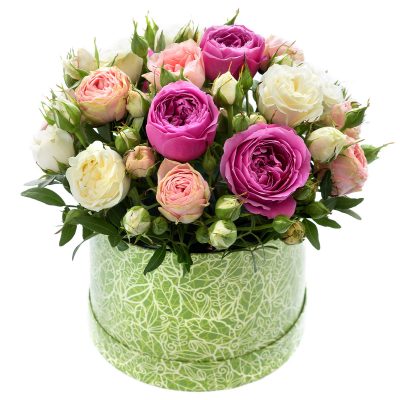 Цветы в круглой коробке «Летняя сказка»